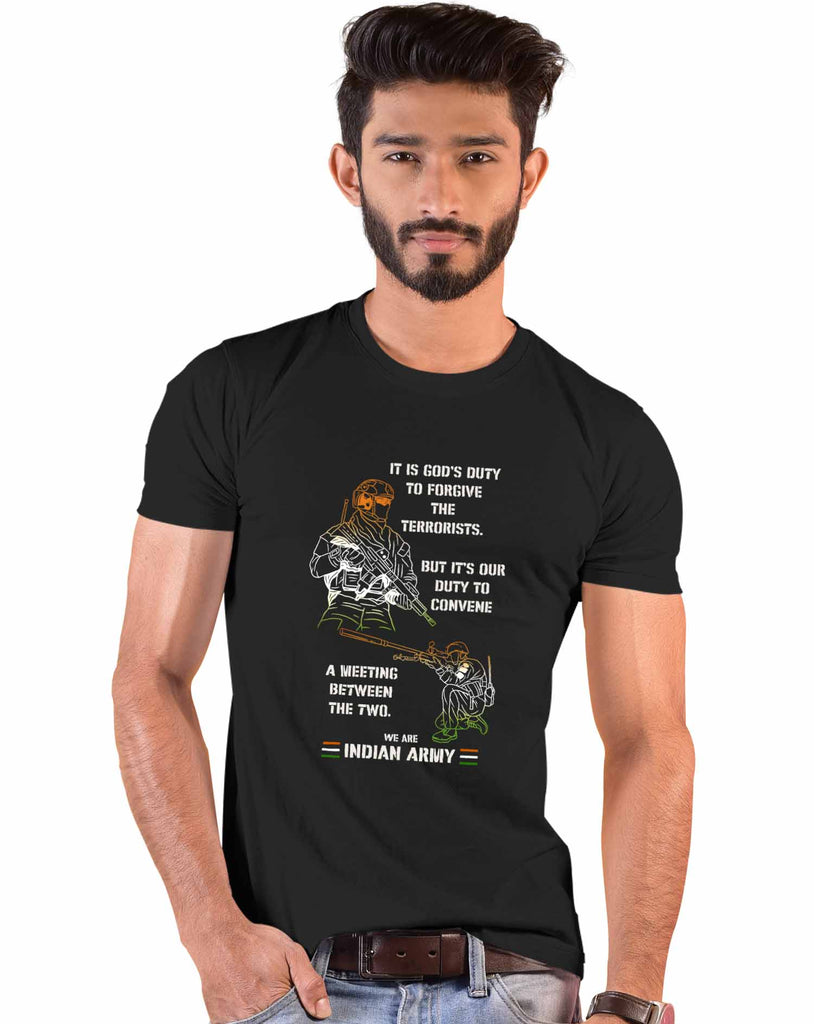 'Never Forgive Never Forget' Quote Patriotic T-Shirt, Indian Army T-Shirt