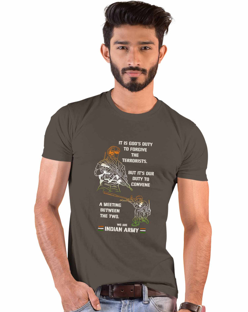 'Never Forgive Never Forget' Quote Patriotic T-Shirt, Indian Army T-Shirt