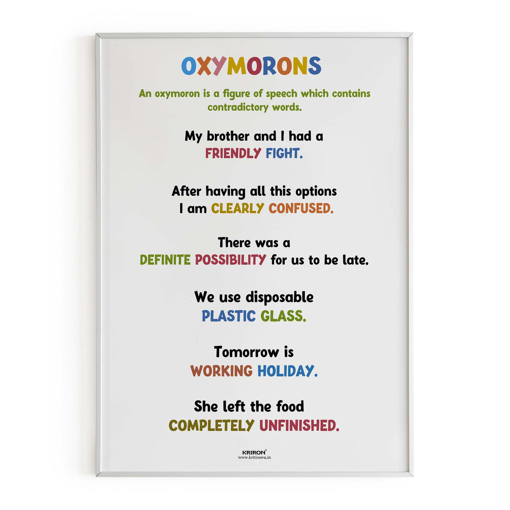 Funny Oxymoron Part 4 Educational English Poster, Kids Room Decor, Classroom Decor, Funny English Language Wall Art