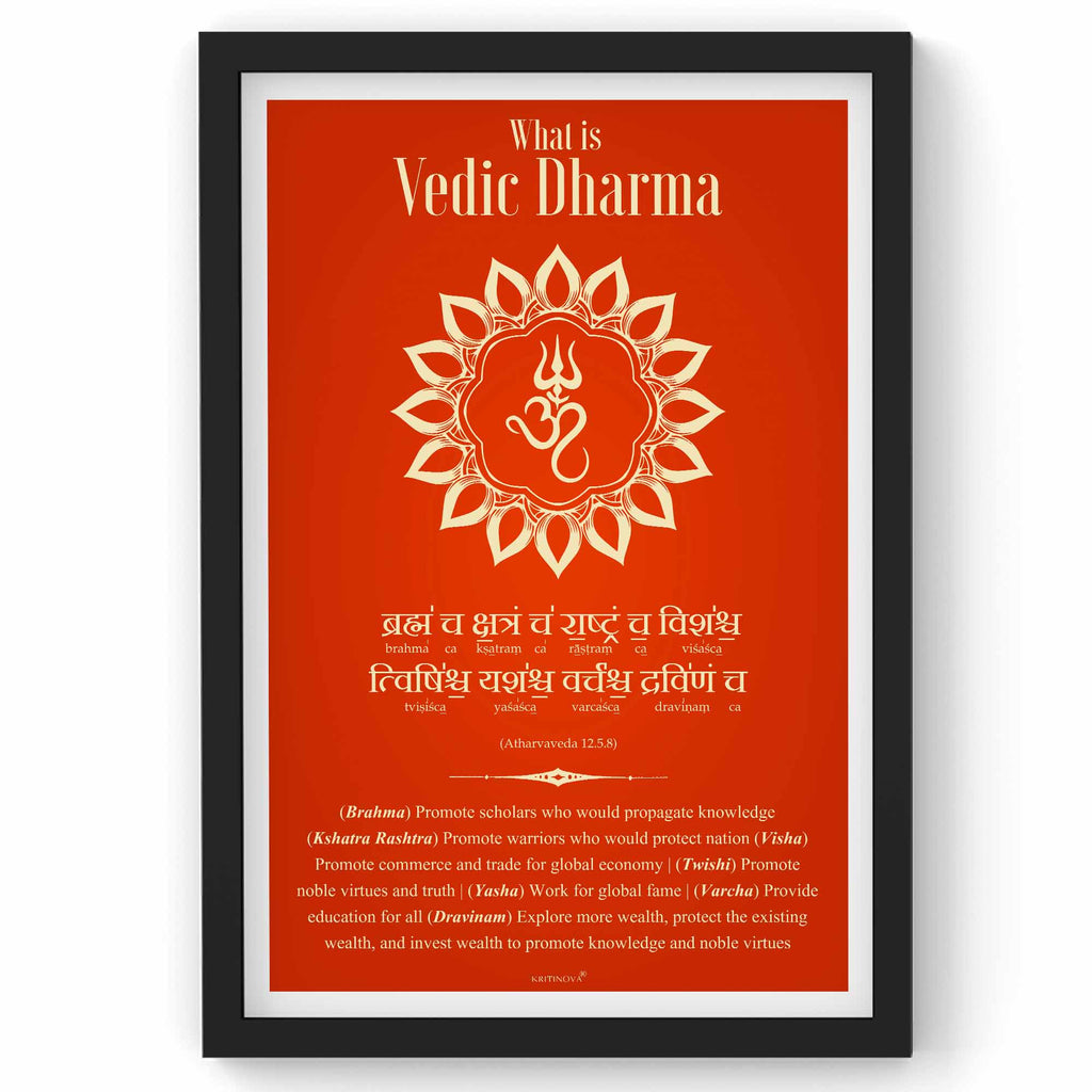 What is Vedic Dharma - 2, Definition of Dharma, Atharvaveda Mantra, Inspiring Sanskrit Verse, Sanskrit Teacher Gift, Sanskrit Art, Sanskrit Poster