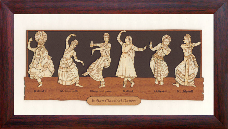 Indian Classical Dance Wood Carving Wall Art, Wood Carving Frame, 3D Wall Art