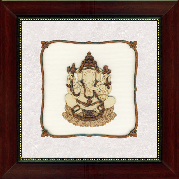Ganesha Wood Carving Wall Art, Wood Carving Frame, 3D Wall Art