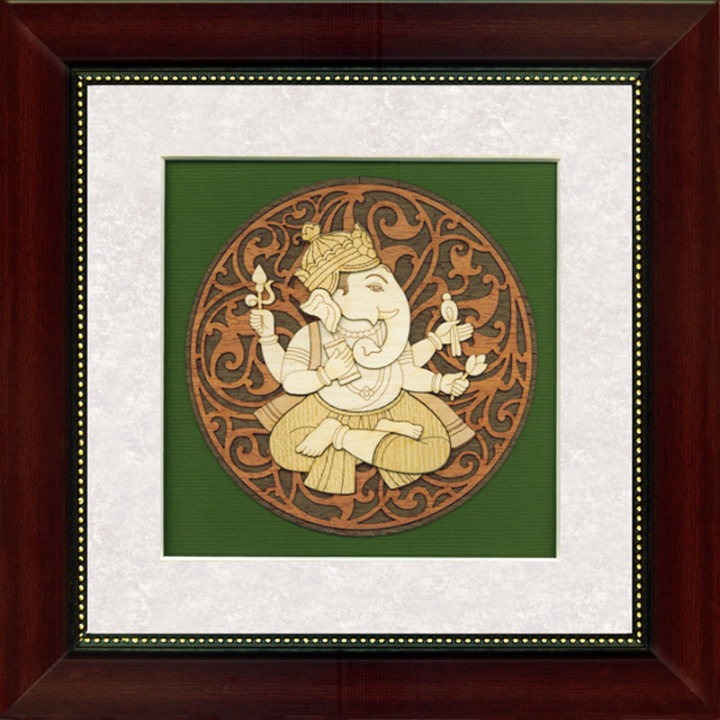 Pothi Ganesha Wood Carving Wall Art, Wood Carving Frame, 3D Wall Art