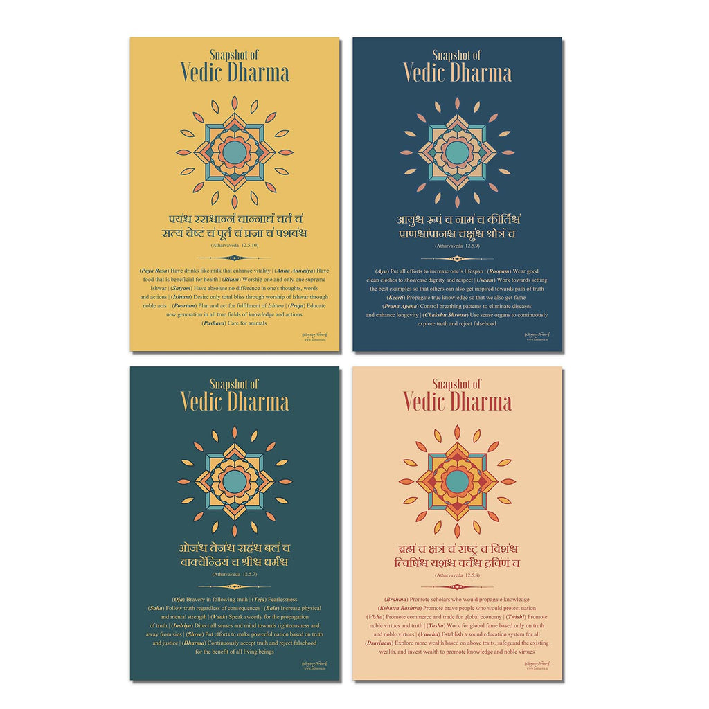Set of 4 Snapshot of Vedic Dharma Poster, Definition of Dharma, Atharvaveda Mantra, Inspiring Sanskrit Verse, Sanskrit Teacher Gift, Sanskrit Art, Sanskrit Poster, Inspiring Sanskrit Verse, Sanskrit Shloka, Sanskrit Poster