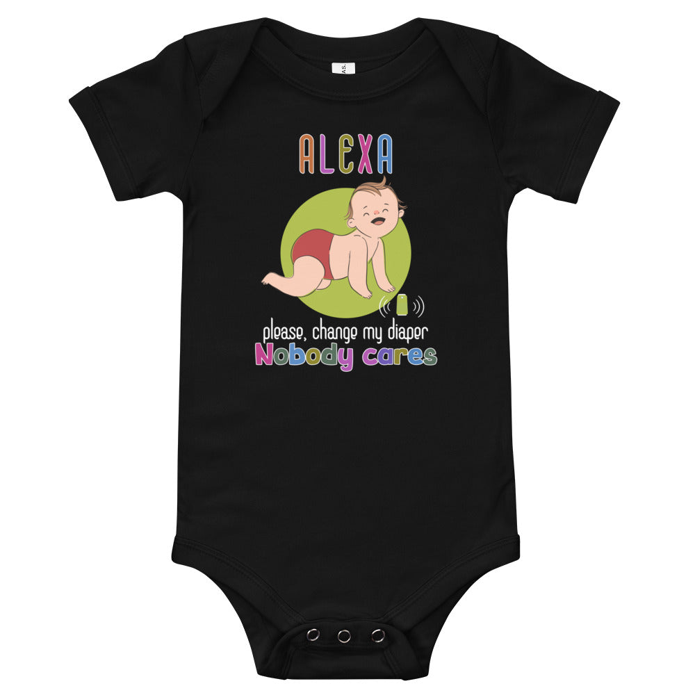 Alexa, Please change my diaper, Baby short sleeve one piece, Funny Baby Romper