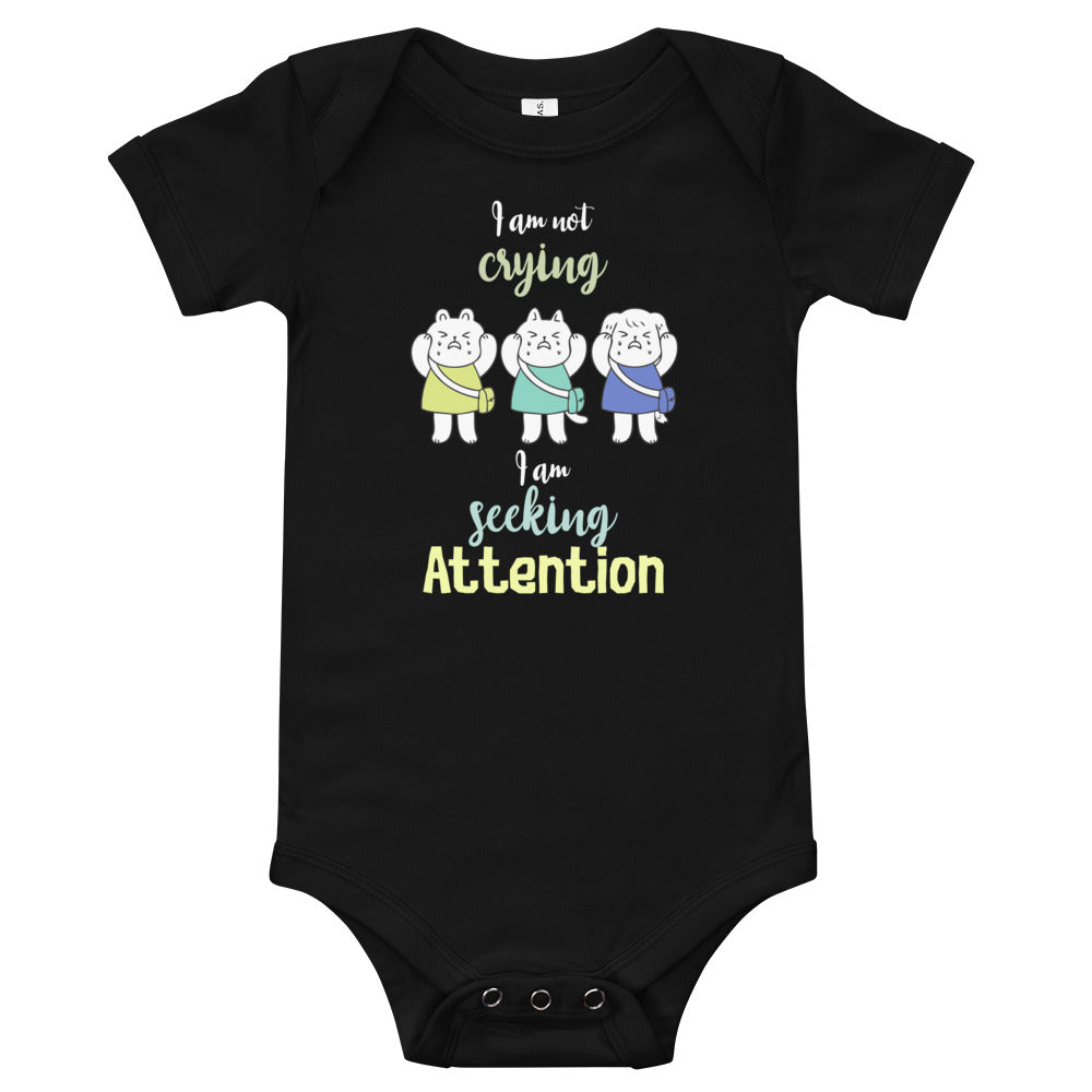 I am not crying, Baby short sleeve one piece, Funny Baby Romper