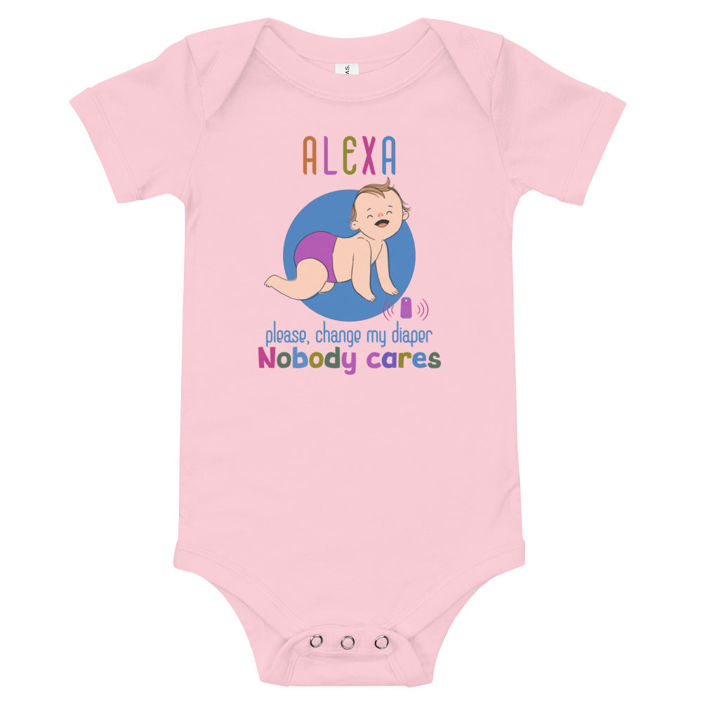 Alexa, Please change my diaper, Baby short sleeve one piece, Funny Baby Romper
