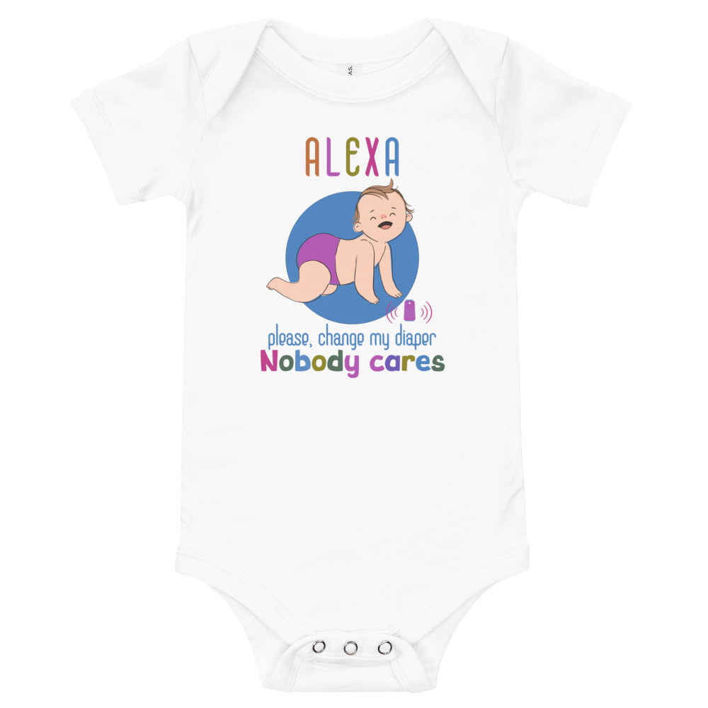 Alexa, Please change my diaper, Baby short sleeve one piece, Funny Baby Romper