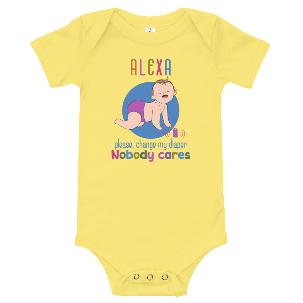 Alexa, Please change my diaper, Baby short sleeve one piece, Funny Baby Romper